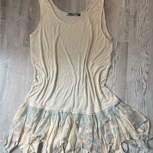 Y2K Cream Tank Top Dress with Ruffle Hem